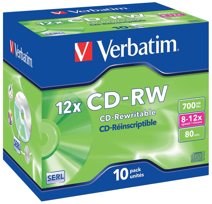 Verbatim CD-RW, 10 stuks, individueel verpakt (Jewel Case)