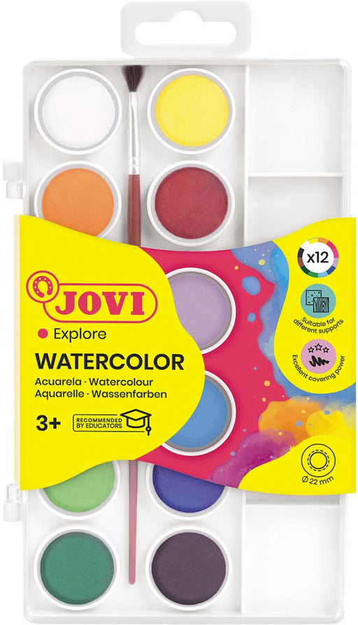 Jovi waterverf, doos met 12 napjes + penseel 12 stuks, OfficeTown