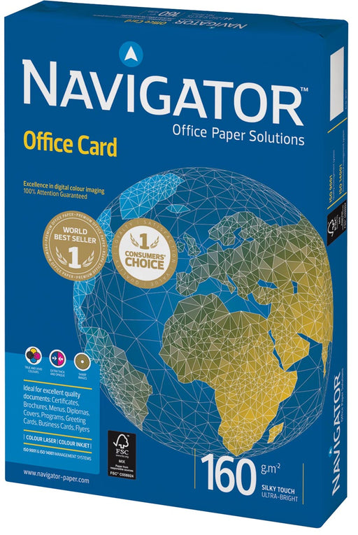 Navigator Office Card presentatiepapier ft A4, 160 g, pak van 250 vel 5 stuks, OfficeTown