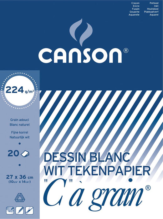 Canson tekenblok C à grain 224 g/m², 27 x 36 cm
