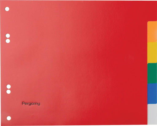 Pergamy tabbladen, ft A5, 6-gaatsperforatie, PP, 6 tabs in geassorteerde kleuren 80 stuks, OfficeTown