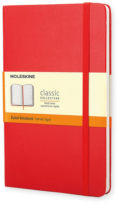 Moleskine notitieboek, ft 13 x 21 cm, gelinieerd, harde cover, 240 pagina's, rood