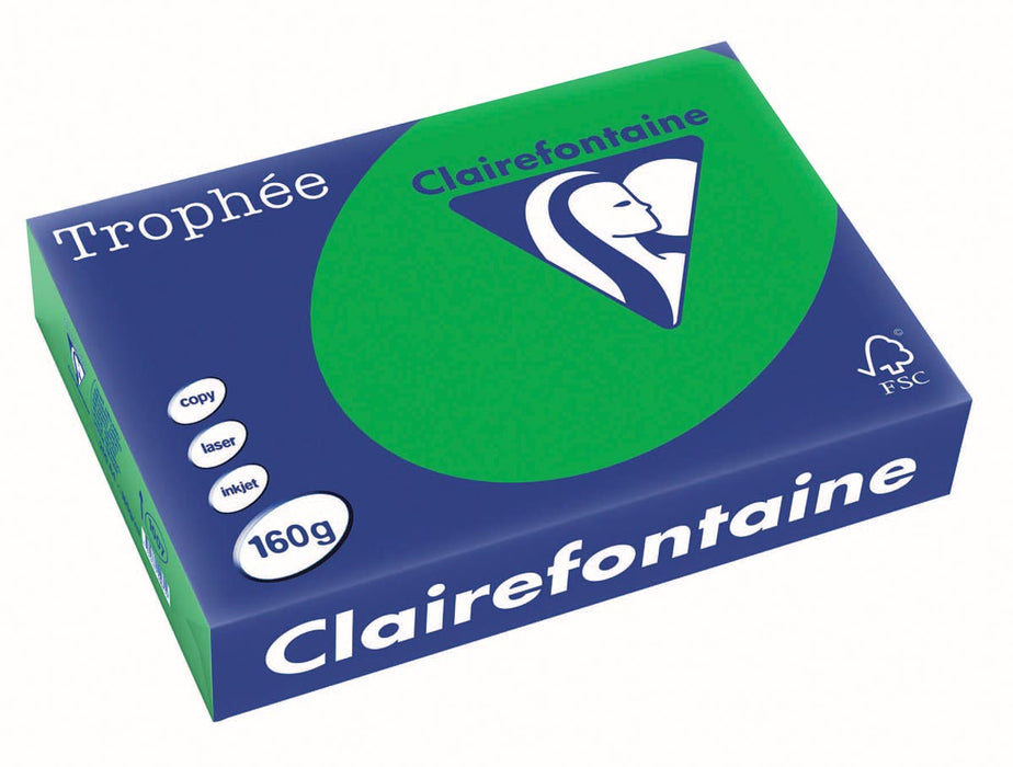 Clairefontaine Trophée Intens, gekleurd papier, A4, 160 g, 250 vel, biljartgroen