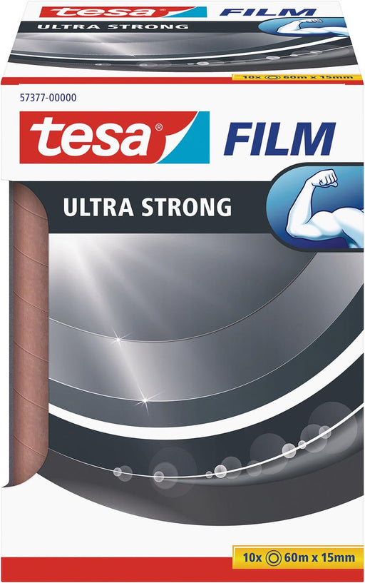 Tesafilm Ultra-Strong, ft 60 m x 15 mm, toren van 10 rolletjes 12 stuks, OfficeTown