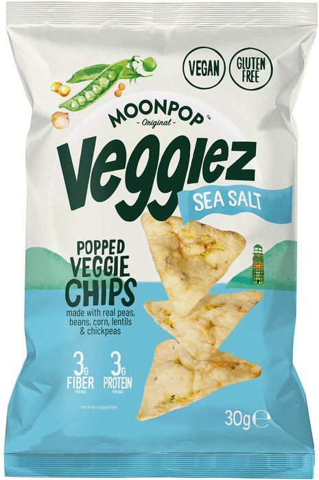 Moonpop Veggiez chips Zeezout, 30 g zak 12 stuks