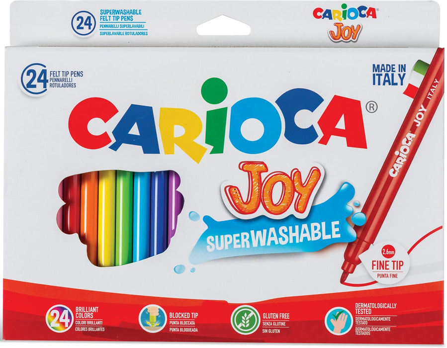 Carioca viltstift Superwashable Joy, 24 stiften in een kartonnen etui.