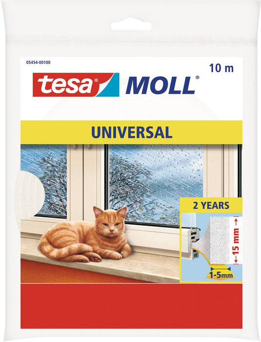 Tesa Moll Universele tochtstrip, 10 m x 15 mm, wit