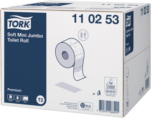 Tork Premium Mini jumborol toiletpapier zacht, 2-laags, systeem T2, wit 12 stuks, OfficeTown