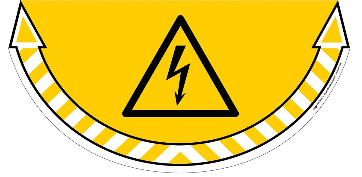 Neem voorzorgsmaatregelen met CEP vloersticker voor elektrische gevarenzone