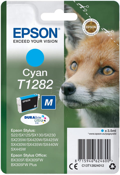 Epson inktcartridge T1282, 175 pagina's, OEM C13T12824012, cyaan