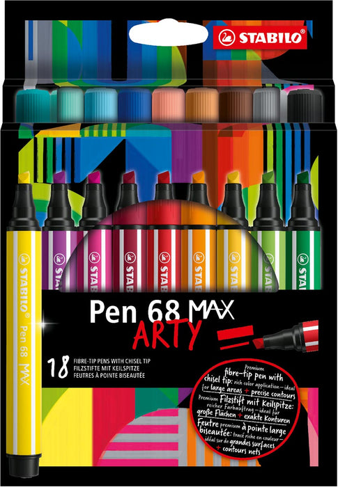 STABILO pen 68 viltstift MAX ARTY, etui van 18 stuks, assorti