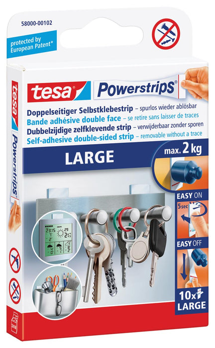 Tesa kleefstrip Powerstrips, draagkracht 2 kg, blister van 10 stuks