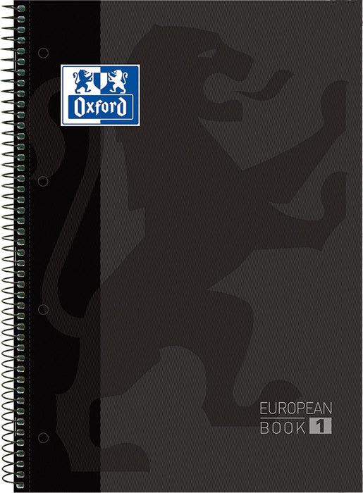 Oxford School Classic Europeanbook spiraalblok, ft A4+, 160 bladzijden, gelijnd, zwart