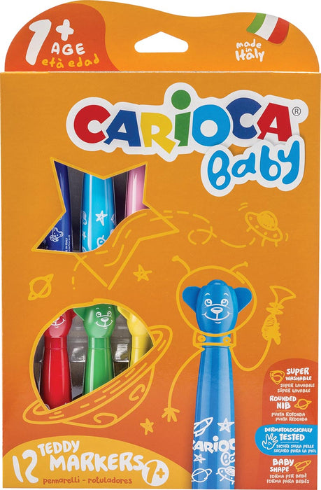 Carioca viltstift Baby Teddy, set van 12 stuks in verschillende kleuren met dikke punt