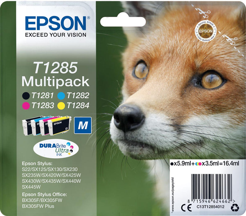 Epson inktcartridge T1285, 140-225 pagina's, OEM C13T12854012, 4 kleuren