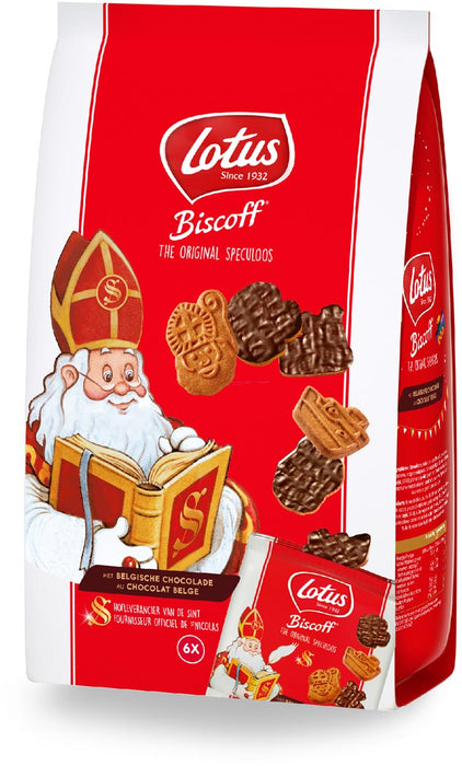 Lotus speculoos Sinterklaaskoekjes met chocolade, pak van 6 x 25 g, OfficeTown