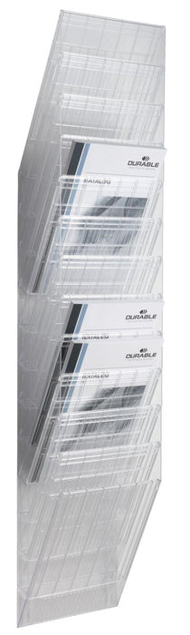 Duurzame folderhouder Flexiboxx 12 A4 transparant met muurbevestiging