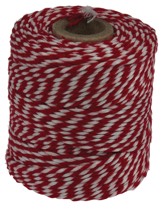 Katoenen touw, rood-wit, 50 g klos, ongeveer 55 m
