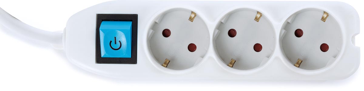 Perel stekkerdoos met 3 stopcontacten en schakelaar, inclusief kabelbox, wit, voor Nederland