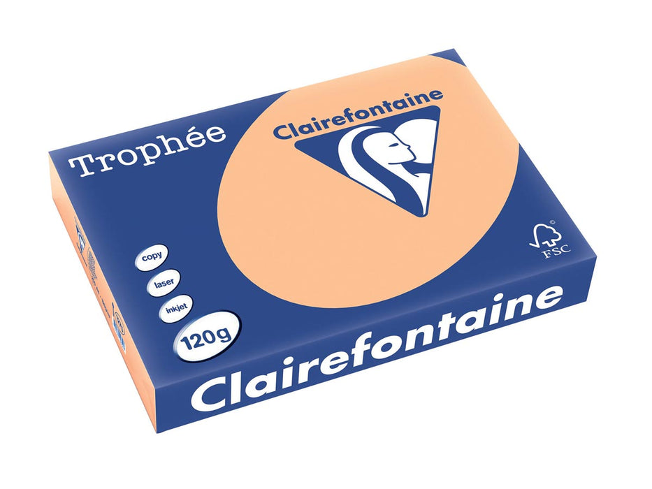 Clairefontaine Trophée Pastel, gekleurd papier, A4, 120 g, 250 vel, abrikoos