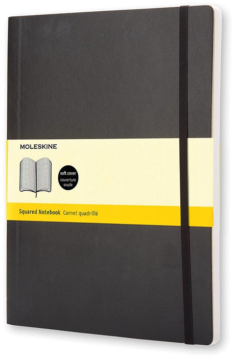Moleskine notitieboek, ft 19 x 25 cm, geruit, soepele cover, 192 blad, zwart