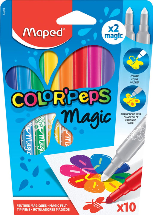 Maped viltstift Color'Peps Magic, etui van 10 stuks in geassorteerde kleuren en 2 magic stiften 12 stuks, OfficeTown