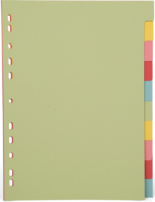 Pergamy tabbladen ft A4, 11-gaatsperforatie, karton, geassorteerde pastelkleuren, 10 tabs 25 stuks, OfficeTown