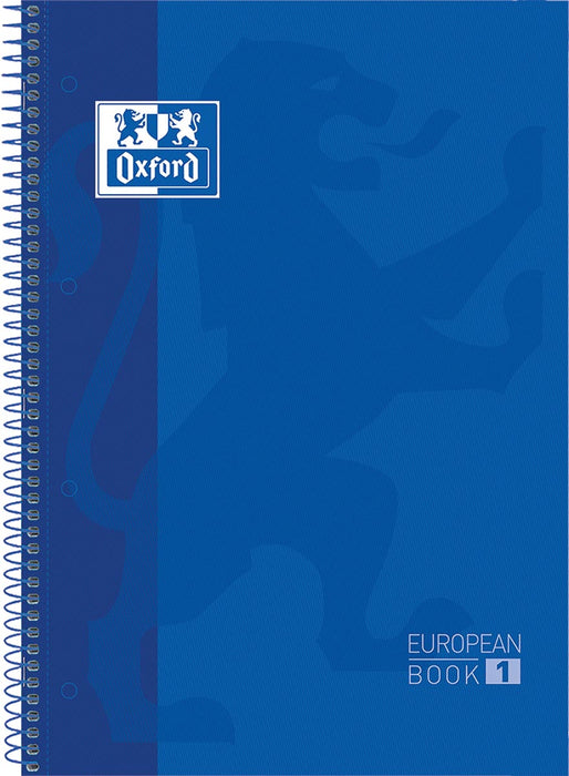 Oxford School Classic Europese spiraalblok, A4+, 160 pagina's, geruit 5 mm, donkerblauw