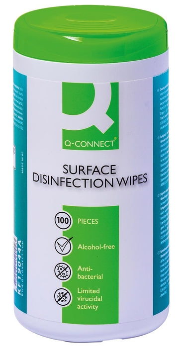 Reinigingsdoekjes voor oppervlakken Q-CONNECT desinfecterend verpakking van 100 doekjes
