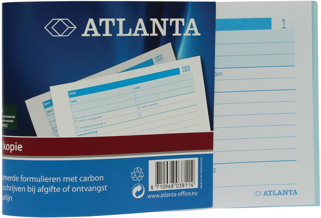 Atlanta door Jalema genummerde bonboekjes 1-100, 100 bladen in tweevoud, met carbon