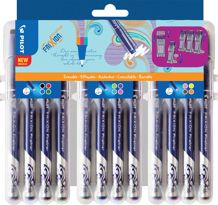 Pilot fineliner Frixion, geassorteerde kleuren, set van 12 stuks