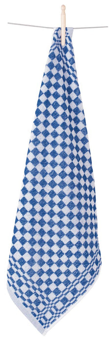 Handdoeken set van 60 x 60 cm, geruit, wit/blauw, 6 stuks