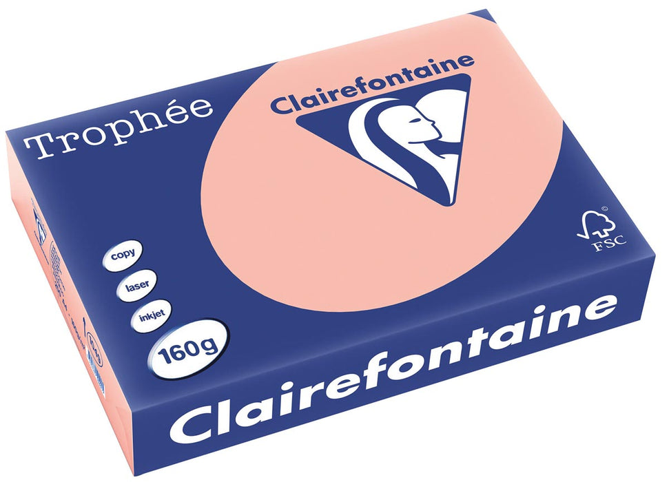 Clairefontaine Trophée Pastel, gekleurd papier, A4, 160 g, 250 vel, perzik Clairefontaine