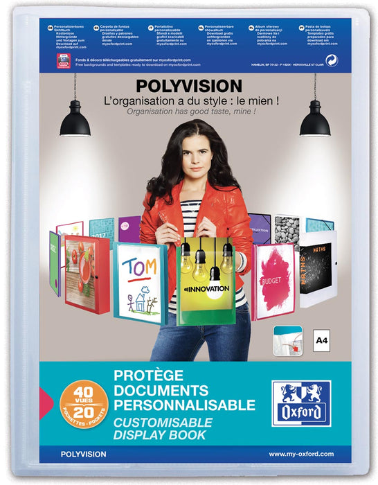 OXFORD Polyvision A4-presentatiemap, personaliseerbaar, 20 transparante tassen