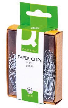 Q-CONNECT papierklemmen, 26 mm, doos van 125 stuks, ophangbaar 10 stuks