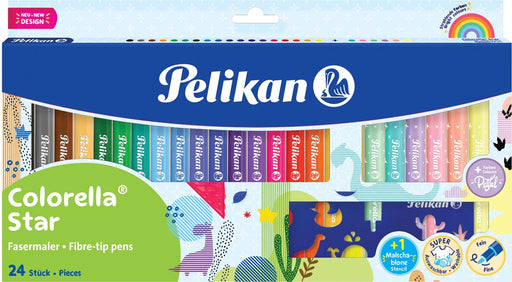 Pelikan Colorella Star viltstift, etui van 18 stuks + 6 pastelkleuren 10 stuks, OfficeTown