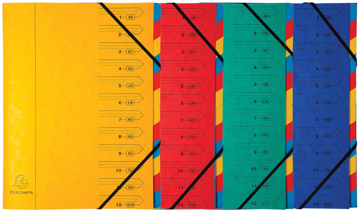 Exacompta Sorteermap 12-delig, geassorteerde kleuren 8 stuks, OfficeTown