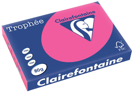 Clairefontaine Trophée Pastel, gekleurd papier, A3, 80 g, 500 vel, fluo roze 5 stuks, OfficeTown