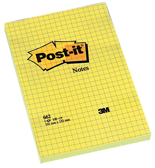 Post-it Notes, ft 102 x 152 mm, geel, geruit, blok van 100 vel 6 stuks, OfficeTown