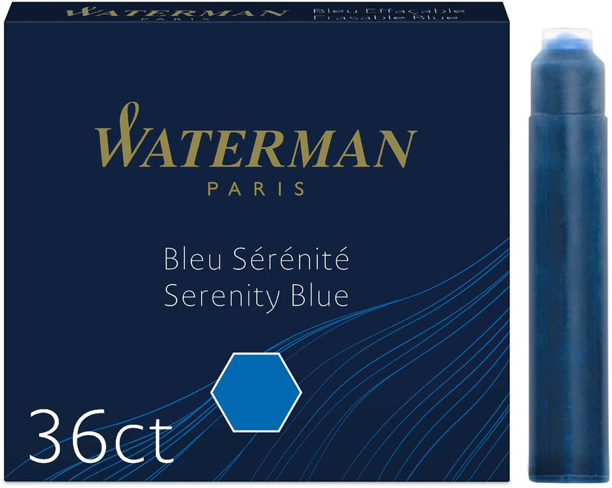 Waterman inktcartridges Standaard, blauw (Serenity), 36 stuks in blisterverpakking
