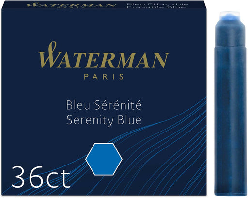 Waterman inktpatronen Standard, blauw (Serenity), blister van 36 stuks 12 stuks, OfficeTown