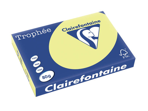 Clairefontaine Trophée Pastel, gekleurd papier, A3, 80 g, 500 vel, citroengeel 5 stuks, OfficeTown