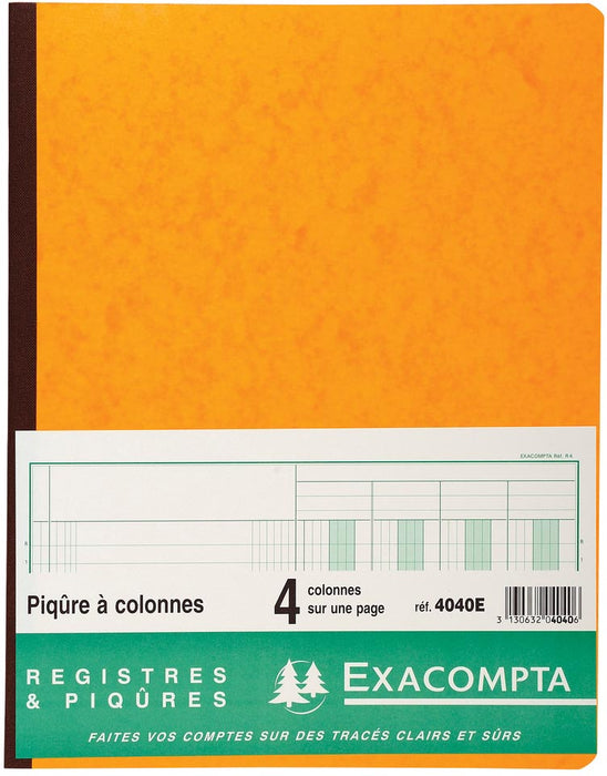 Exacompta registers, ft 32 x 25 cm, 4 kolommen op 1 bladzijde, 31 lijnen, 80 bladzijden