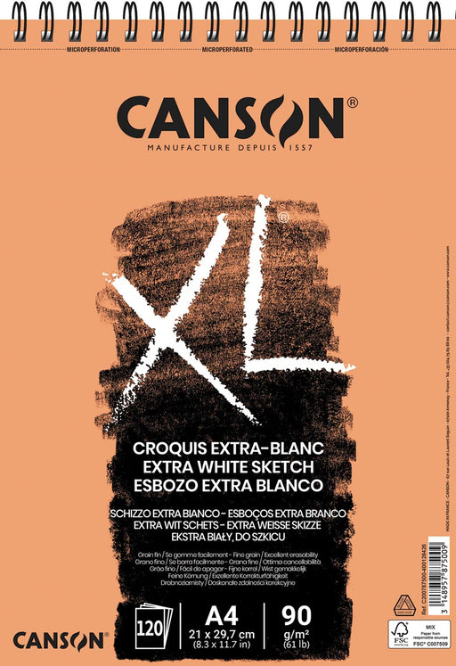 Canson schetsblok XL Extra White ft 21 x 29,7 cm (A4) 5 stuks, OfficeTown