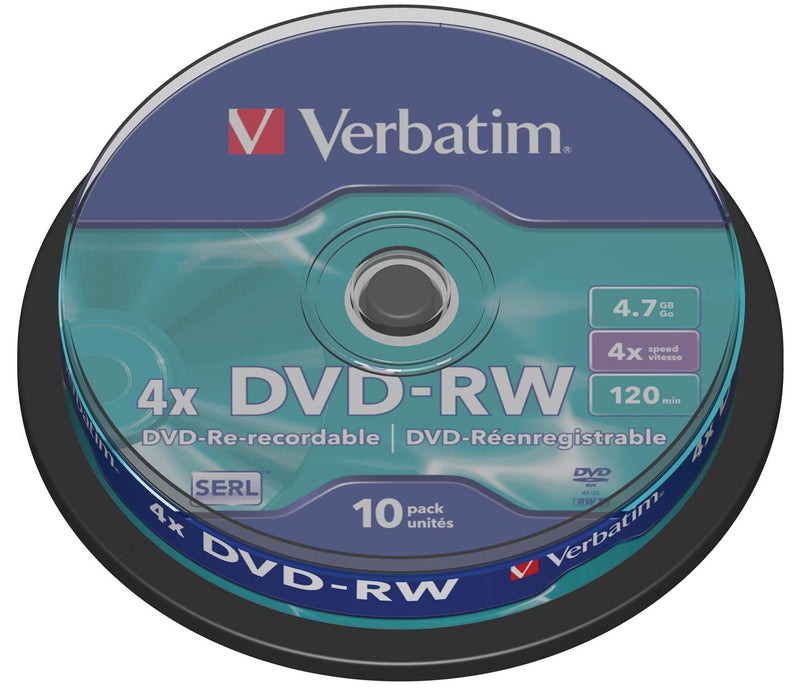 Verbatim DVD+RW, 4,7 GB, 4x snelheid, 10-pack