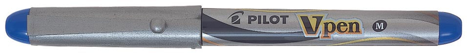 Pilot V-Pen Zilveren vulpen blauw met zichtbaar inktniveau