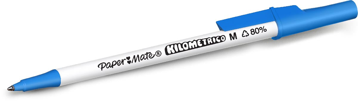 Paper Mate Kilometrico balpen, medium punt, 8 stuks in blisterverpakking, blauw