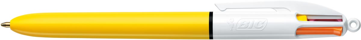 Bic 4 Kleuren Zon, balpen, 0,32mm, 4 modieuze inktkleuren, geel lichaam, 12 stuks