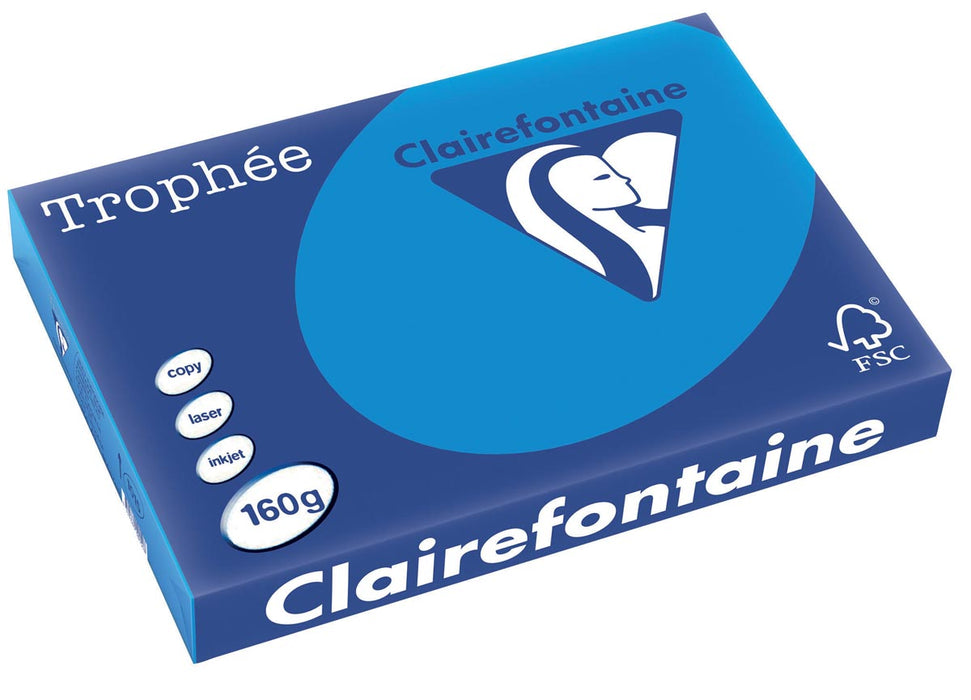 Clairefontaine Trophée Intens, gekleurd papier, A3, 160 g, 250 vel, turkoois