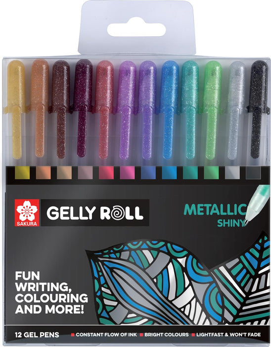 Sakura roller Gelly Roll Metallic, etui van 12 stuks in geassorteerde kleuren